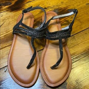 13M black sandals bling worn once or twice
